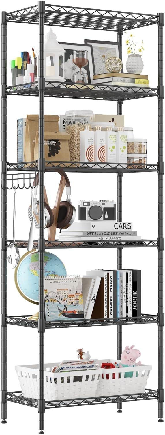 6-Tier Wire Shelving Unit Metal Shelving Unit - Black