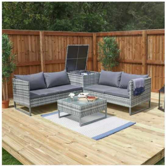 weather-resistant rattan outdoor furniture with storage box