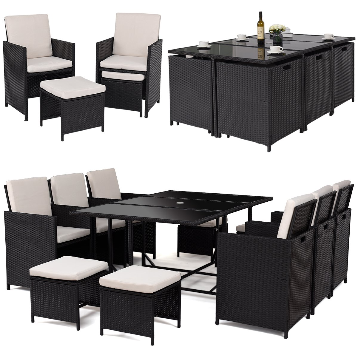 Garden Metal Table Set 13 pieces cube set