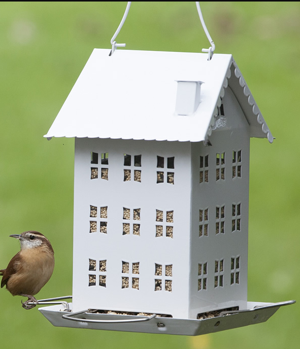 White Farm house Bird Feeder   